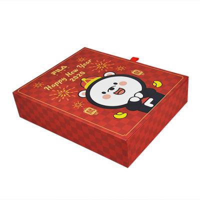 China Material Design Red Color Recycled Luxury Rectangular Chinese New Year Gift Boxes With Logo for sale