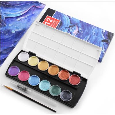 China 12 Colors Non-Toxic Metallic Solid Watercolor Paint For Artist And Student for sale