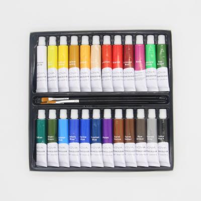 China 24 Colors 12ml Non-Toxic Watercolor Paint Sets With 3 Brushes Artist Grade Aluminum Tube Watercolor Kit for sale