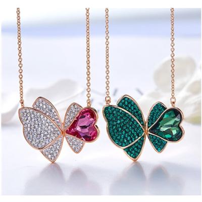 China Cute Necklace Butterfly Crystal 2020 Women New Amazon Jewelry for sale