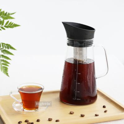 China Who respects the environment. Factory Direct Sales 1000ml Borosilicate Glass Easy To Use And Stainless Steel Coffee Bottle Cold Brew Infuser Maker for sale