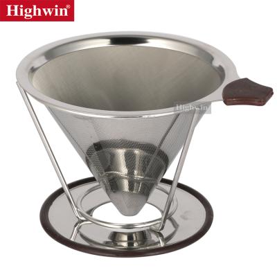 China Sustainable Factory Customized Eco - Friendly Stainless Steel Coffee Dripper Filter Cup Paperless Easy Clean for sale