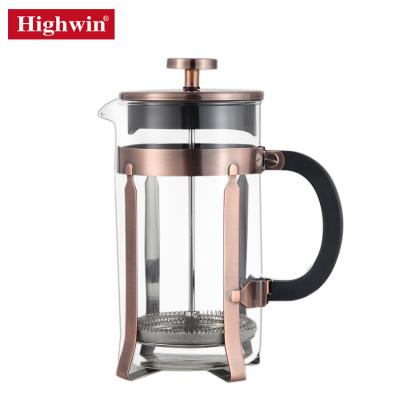 China Sustainable Premium Borosilicate Glass Jar Coffee Pot Heat Resistant Plunger Set French Press Coffee Maker Stainless Steel for sale