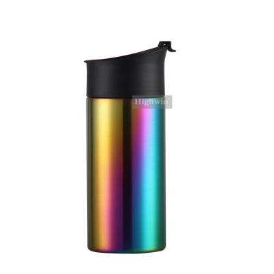 China Customized High Quality Viable Rainbow Stainless Steel 10oz 16oz Double Wall Travel Coffee Mug Customized Press for sale