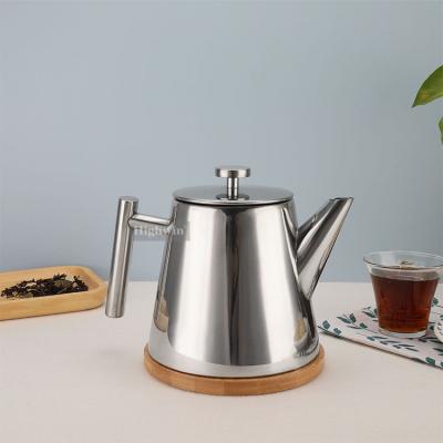 China Sustainable Chinese Highly Polished 350ML Double Wall Stainless Steel Teapot for sale