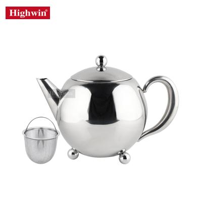 China Highwin Sustainable Factory Customized Single Wall Stainless Steel Metal Kettle Teapot With Infuser for sale