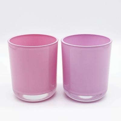 China Home Wholesale Empty Glass Vessels Pink Decoration Candle Jar for sale