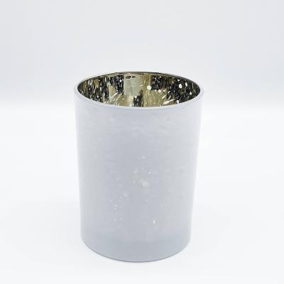 China Home Decoration Silver Gold Mercury Glass Votive Glossy White Candle Jar Wholesale for sale