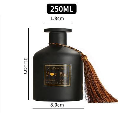 China 200ml Matte Black Empty Reed Diffuser Glass Bottles Glass Aroma Diffuser Cosmetic Bottles With Caps for sale