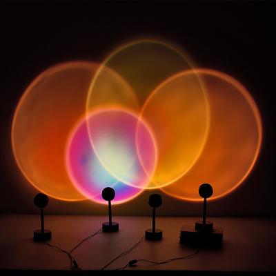 China PORTABLE modern led floor night light sunset projection lamp photography living room rainbow sunset RGB led projection floor lamp for sale