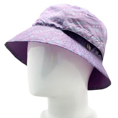 China Purple Image Printed Yoga Bucket Hat With Pocket Short Brim Easy-Packable Polyester Hat GYM Fitness Soft Hat for sale