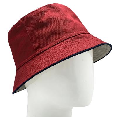 China Custom Designer 100% Cotton White and Red Reversible High Quality Double Sided Image Plain Bucket Hat for sale