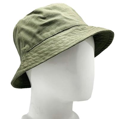 China Plain Light Green Striped High Quality Cotton Bucket Hat Sun Protection Hat 100% Pantone Custom Designer for sale