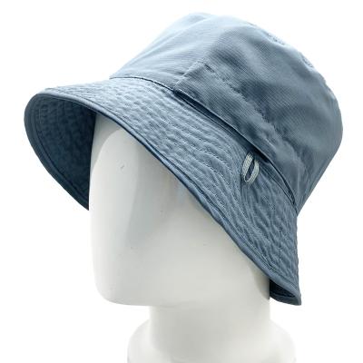 China Striped Yoga Bucket Hat With Side Packable Side Packable Pocket High Quality Polyester Plain Sun Protection Hat for sale