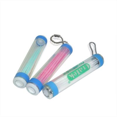 China Wholesale disposable plastic toothpicks keychain15 bristles plastic toothpicks for sale