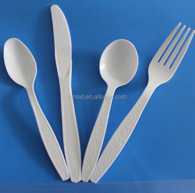 China Biodegradable eco-friendly extra hvy disposable tableware knife disposable spoon and fork of weight styrene (ps) for sale