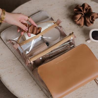 China BSCI Fashion Factory New High Quality 4 in Case Leather Portable Travel Makeup Brush Holder PU 1Pouch Cosmetic Rolling Bags for sale