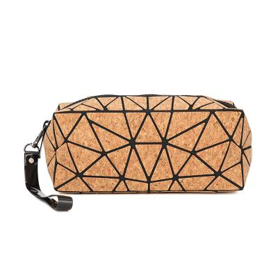 China Lightweight Cork Pu Material Cosmetic Bag Customize OEM Packaging Bags For Cosmetics Travel Makeup Cosmetic Case Vanity Bag for sale