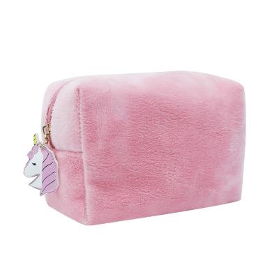 China Fashionable Logo Printed Custom Velvet Makeup Cosmetic Bag With Zipper Hanging Eco-Friendly Bag Promotional Pouch For Your Girl for sale