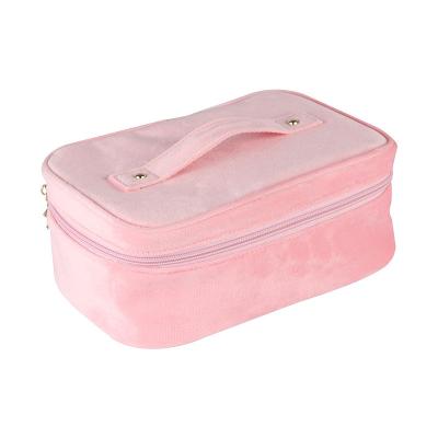 China Factory Lightweight Custom Cosmetic Bag BSCI Professional Velvet Cosmetic Bag Travel Makeup Storage Bag Makeup Organizer for sale