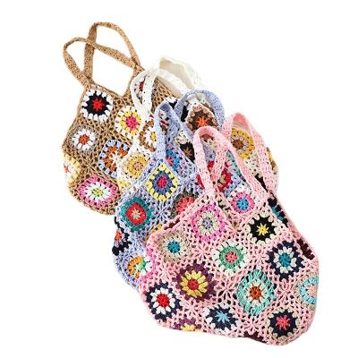 China Retro Portable Large Capacity Wool Knitting RTS New Arrival Women's Daisy Beach Vacation Tote Bag Crochet Bag for sale