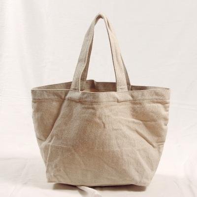 China Natural Canvas Handled Eco Tote Shopping Bag With Side Pockets Custom Cotton Reusable Grocery Bag For Shop for sale