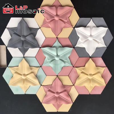 China 2018 Italian Concrete Parquet Style 3D Mosaic For Wall Decoration for sale