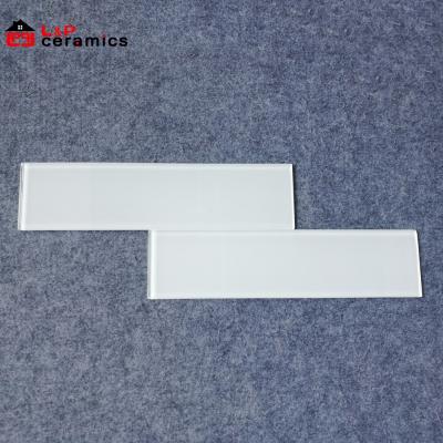 China White Glass Parquet 100x400 Subway Slab For Backsplash, Kitchen, Bathroom, Shower for sale