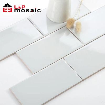 China USA Subway 3x6 Elegant Flat White Tile Glazed Ceramic Metallic Tiles For Kitchen Backsplash, Bathroom Wall for sale