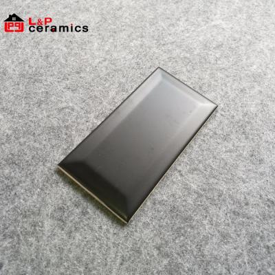 China USA beveled elegant matte beveled black ceramic subway tile for kitchen backsplash, bathroom wall for sale