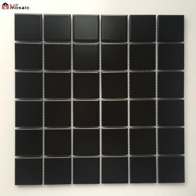 China Black Parquet L&P Mosaic TCY4809 48X48MM Porcelain Mosaic Slab For Floor And Wall for sale