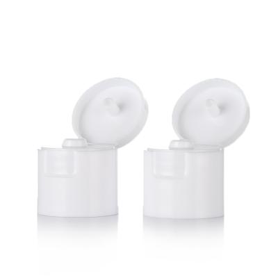 China Non Spill Top 28/410 White Smooth Surface Flip Cap Shampoo Plastic Color Caps For Tubing for sale