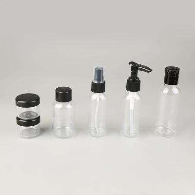 China High Quality Portable Cosmetic Package 6 Sets Travel Set Bottles Cosmetic Black Travel Bottle Set for sale