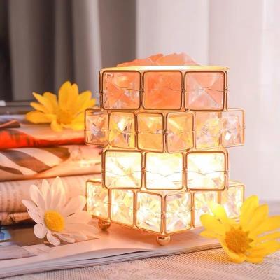 China Postmodern Aromatherapy Table Lamp Bedroom Household Natural Crystal Salt Bedside Night Light Decoration Atmosphere Holiday Gift Birthday for sale