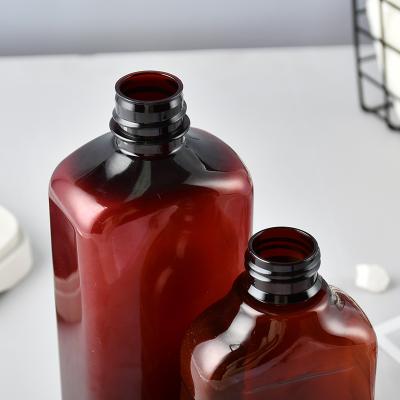 China 8oz 16oz Plastic Medicine Bottle 250ml Bottle Cough Liquid Plastic Amber Syrup Plastic Medicine Bottle for sale