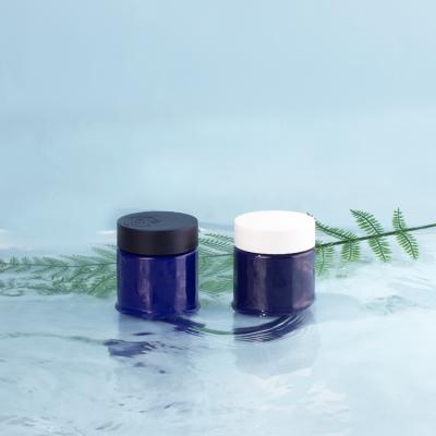 China Cosmetic 5 oz ACP Blue Round Plastic Cosmetic Cream Jar Custom Cosmetic Jar With Lid for sale