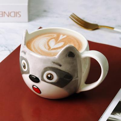 China Custom Viable Lesser Panda Animal Coffee Mug Cute Logo Bulk Creative Hand Made 3D Ceramic Mug for sale