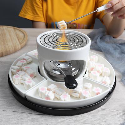 China Viable Custom Indoor Chocolate Marshmallows Ceramic Cookies Smores Maker With 4 Compartment Trays for sale