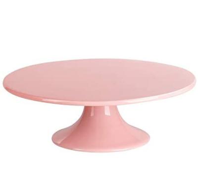 China Viable Restaurant Wedding Party Dessert Cake Display Dish Serving Tray Dish Ceramic Pink Cake Stands for sale