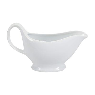 China Viable Wholesale Custom Logo White Ceramic Sauce Pot Juice Pot Heated Porcelain Gravy Pattern Ship for sale