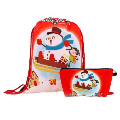 China 2022 Eco-friendly New Personalized Custom Colorful Christmas Polyester Drawstring Makeup Bag Package Pouch for sale