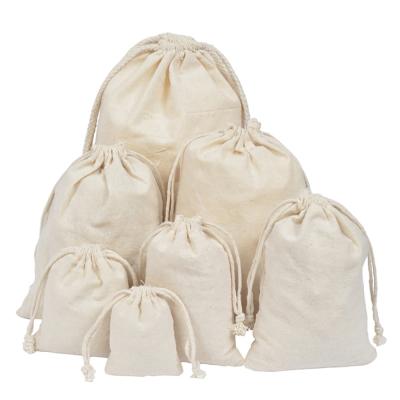 China Custom Eco-friendly Cotton Muslin Drawstring Tote Bag Household Drawstring Bag Dust Proof Cotton Bags For Storage Office Gifts for sale