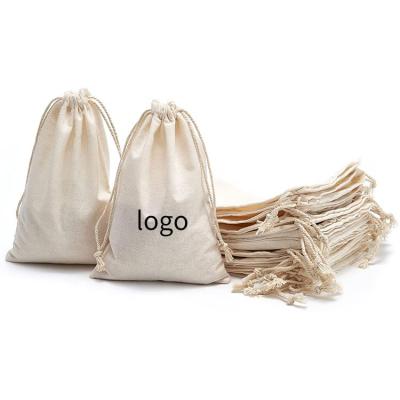 China Custom Logo Printed Soft Eco Drawstring Canvas Cotton Shopping Bag Reusable Reusable Cotton Bags With Logo for sale