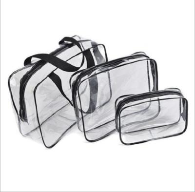 China Wholesale Reusable Custom Clear Makeup Organizer Pouches Tote Travel Toiletry Bags Transparent PVC Cosmetic Bag for sale