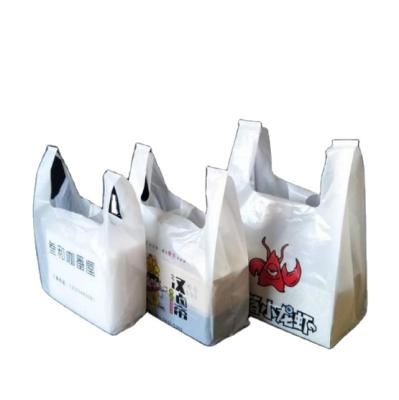 China Custom Printed Reusable Open System Plastic Biodegradable T Shirt Bags Easy Shopping Bag for sale