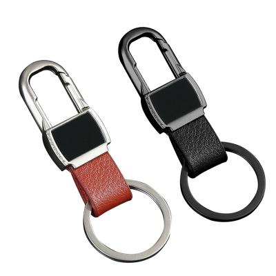 China Custom Factory Price Mens Man Metal Buckle Key Chain PU Leather Key Chain for sale