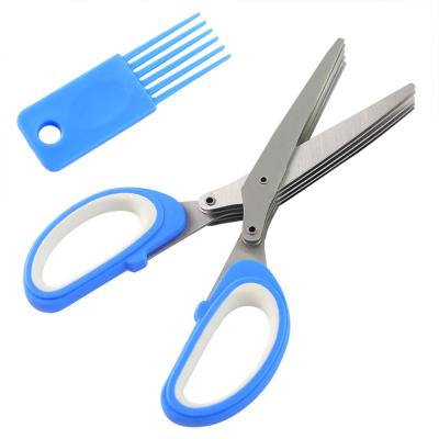 China Universal Cutting Vegetable Cutting Herb Scissors 5 Layer Blades Kitchen Scissors for sale