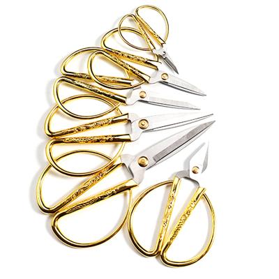 China Retro longfeng gold wedding scissors combine stainless steel gold wedding scissors, ribbon cutting, household scissors for sale