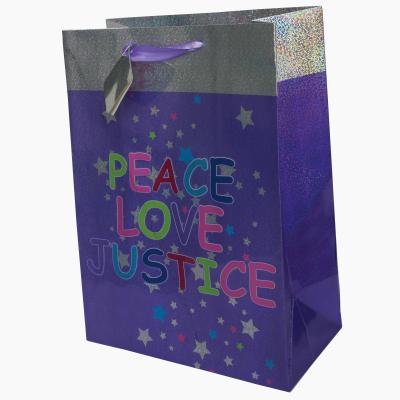 China Eco-friendly Customized Logo Luxury Shopping Handbag Big Purple Paper Packaging Handbag for sale