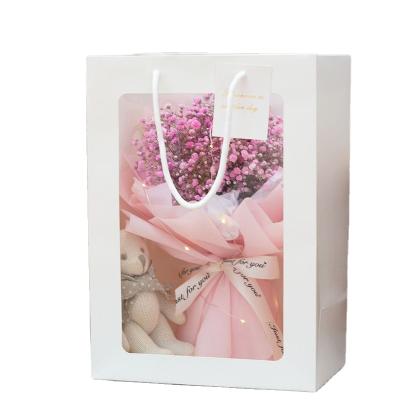 China Hot Selling Luxury Eco-friendly Customized 4C Offset Printing Flower Paper Tote Bag With Window for sale